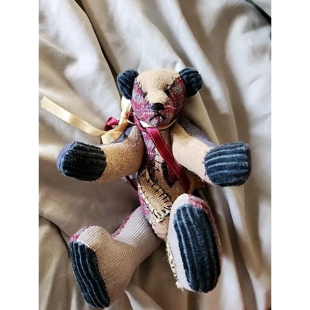 Vintage Bayless  Jointed Patchwork Heart Bears Handmade moveable legs‎ arms